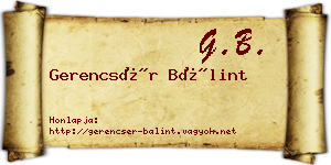 Gerencsér Bálint névjegykártya
